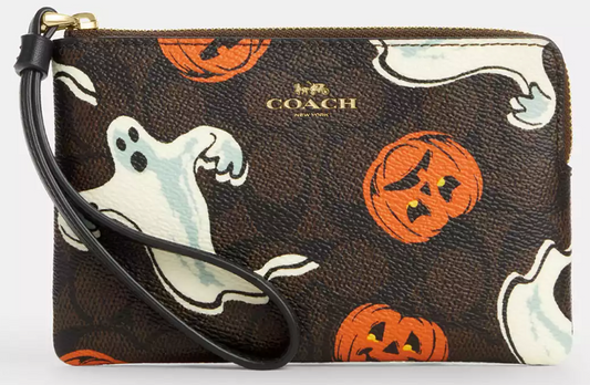 Coach NWT Coated Canvas Ghost Pumpkin Wristlet